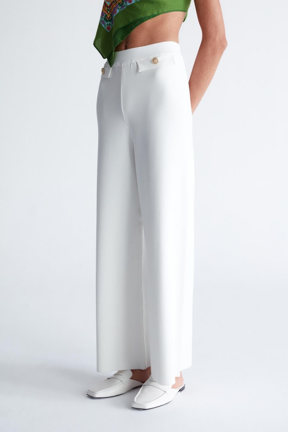 Peraluna-Styleboom X Marlene Trouser Düğme Detaylı Rahat Kesim Kadın Triko Pantolon -Pantolon-16-fleurdirect.live