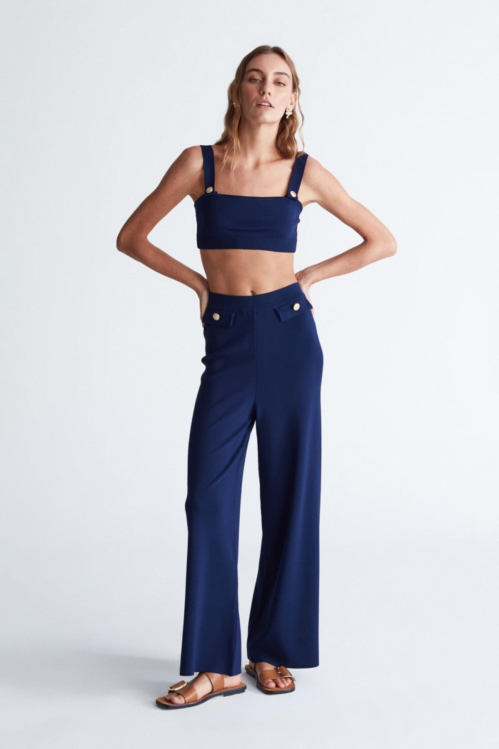 Peraluna-Styleboom X Marlene Trouser Düğme Detaylı Rahat Kesim Kadın Triko Pantolon -Pantolon-6-fleurdirect.live