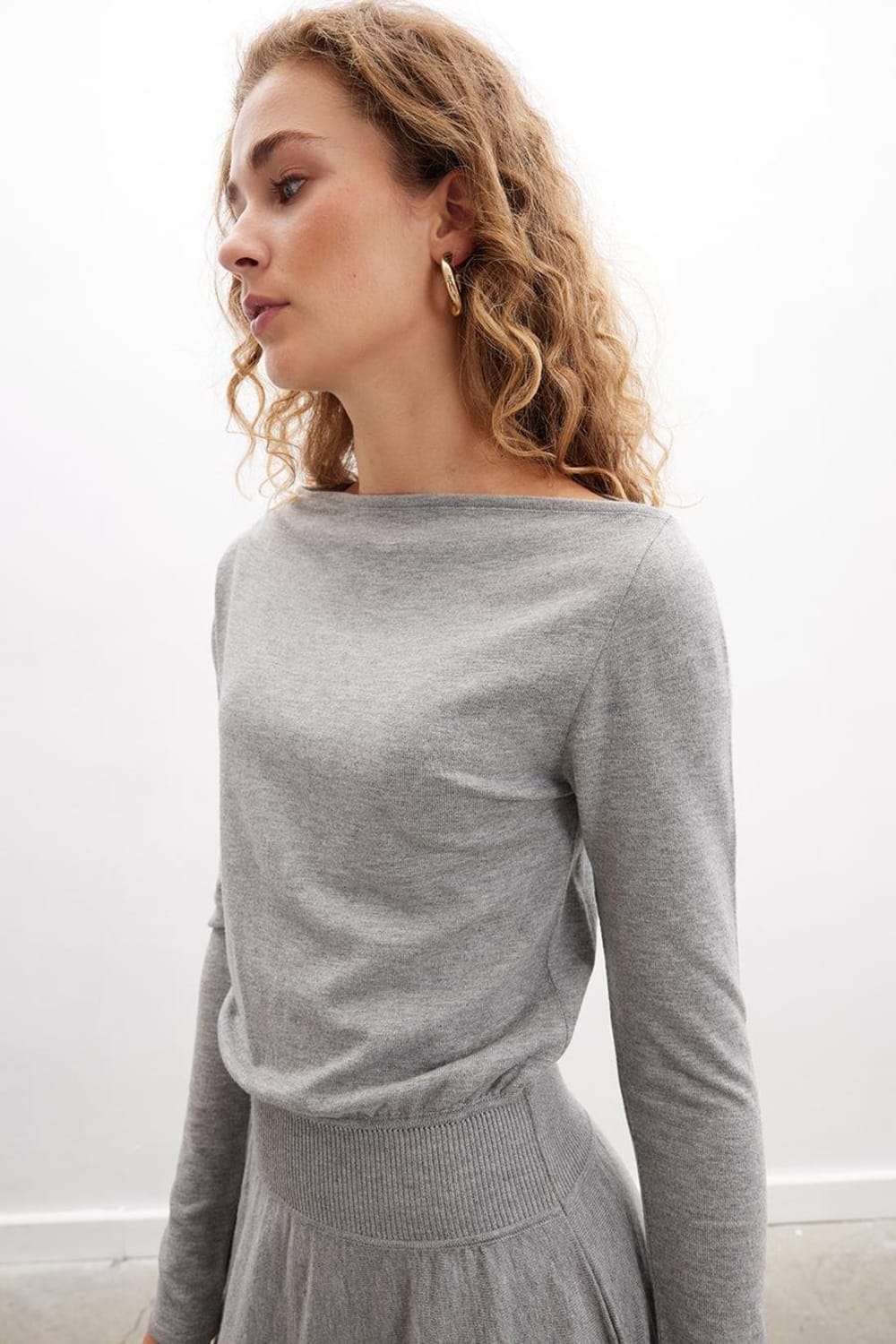 Peraluna-Styleboom X Mayfair Dress Yaka Büzgü Detaylı Tek Omuz Açık Kadın Triko Elbise-Elbise-14-fleurdirect.live