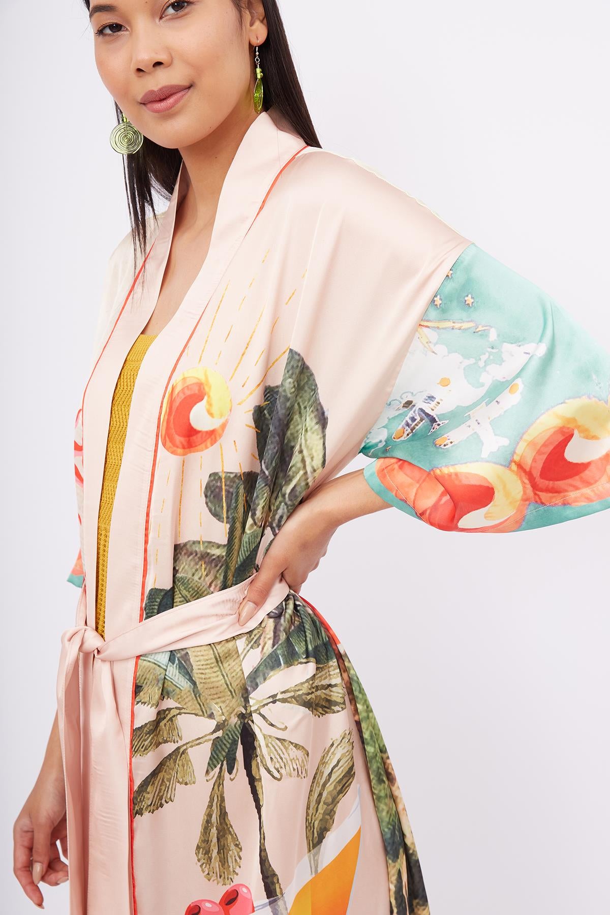 Peraluna-Summer Time Long Ki̇mono Yaz Desenleri Baskılı Uzun Saten Kadın Kimono Çok Renkli-Kimono-5-fleurdirect.live