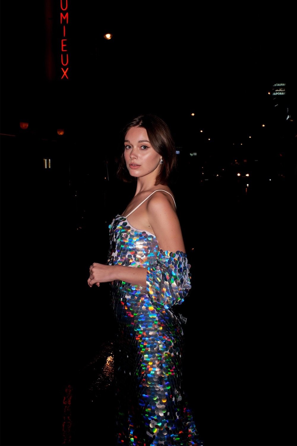 Petra Petrova-Gri Hologram Payetli Midi Elbise Ariel-Elbise-5-fleurdirect.live