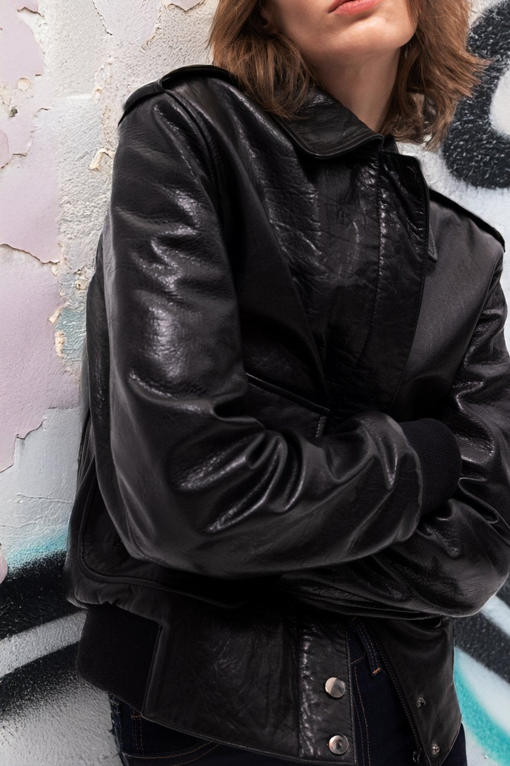 Pica Noir-Aerope Aviator Deri Ceket-Deri Mont-5-fleurdirect.live