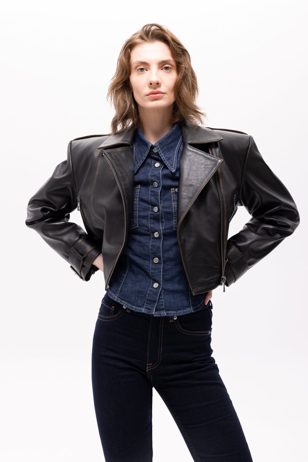 Pica Noir-Lita Biker Deri Ceket-Deri Mont-1-fleurdirect.live