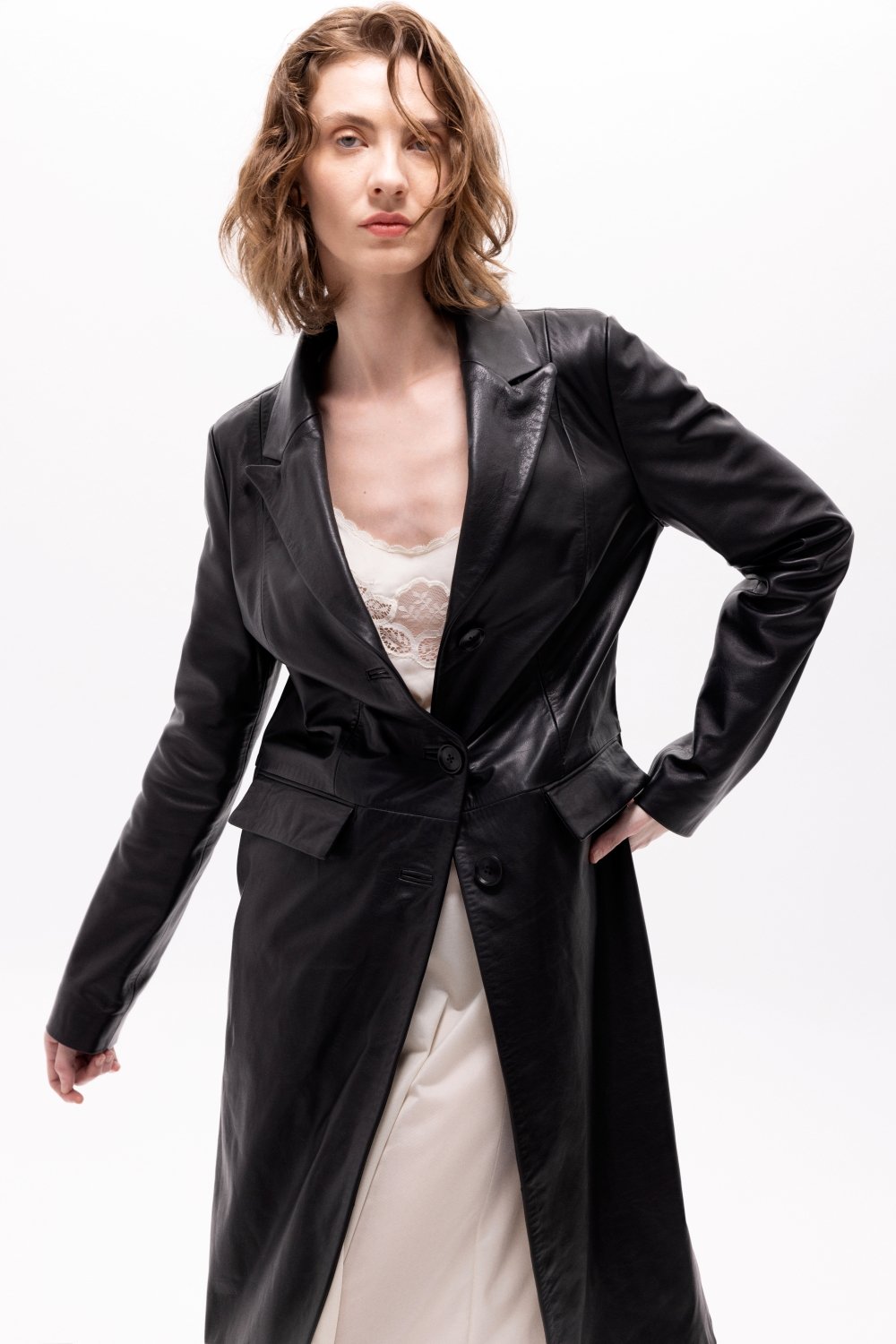 Pica Noir-Luz Deri Trençkot-Deri Mont-1-fleurdirect.live