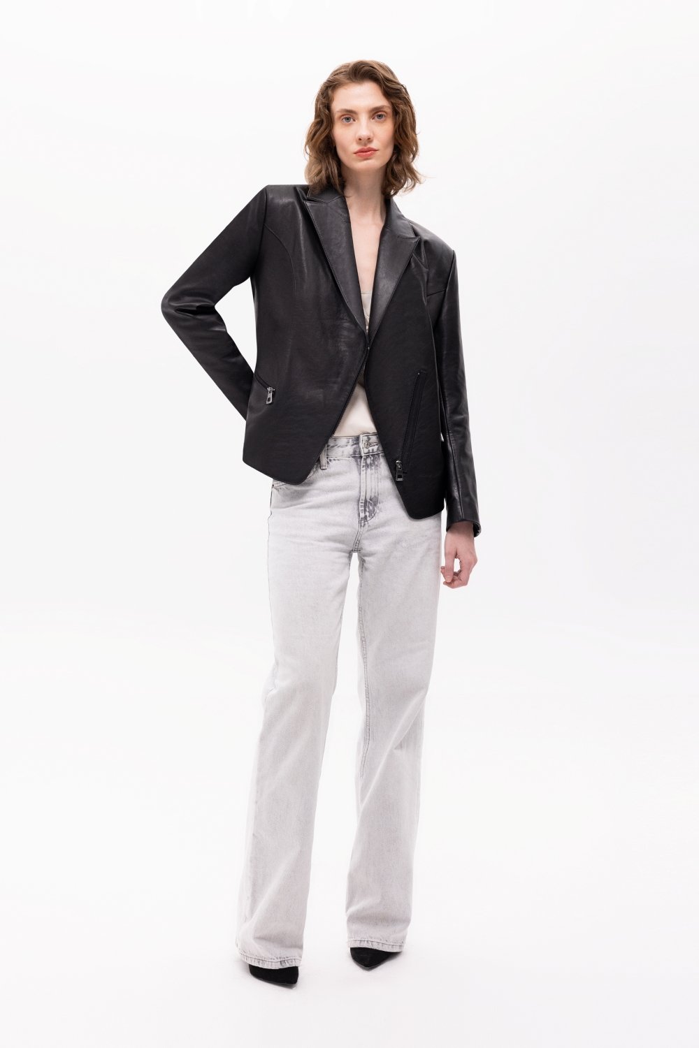 Pica Noir-Sirene Deri Blazer Ceket-Deri Mont-2-fleurdirect.live
