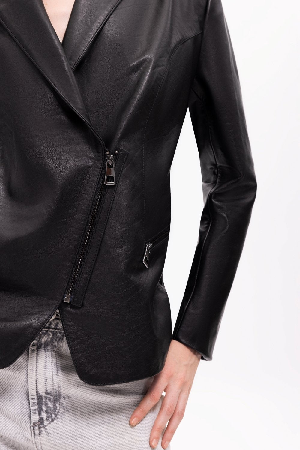 Pica Noir-Sirene Deri Blazer Ceket-Deri Mont-5-fleurdirect.live