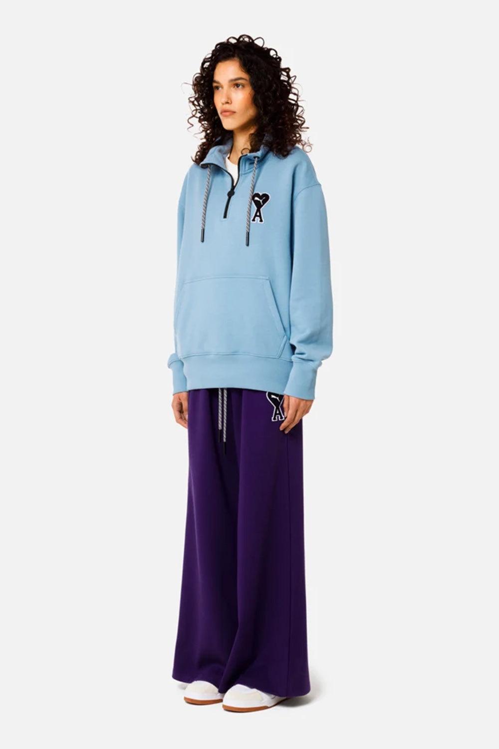 Puma-PUMA x AMI Half-Zip Sweatshirt Faded Denim-Sweatshirts & Hoodies-5-fleurdirect.live