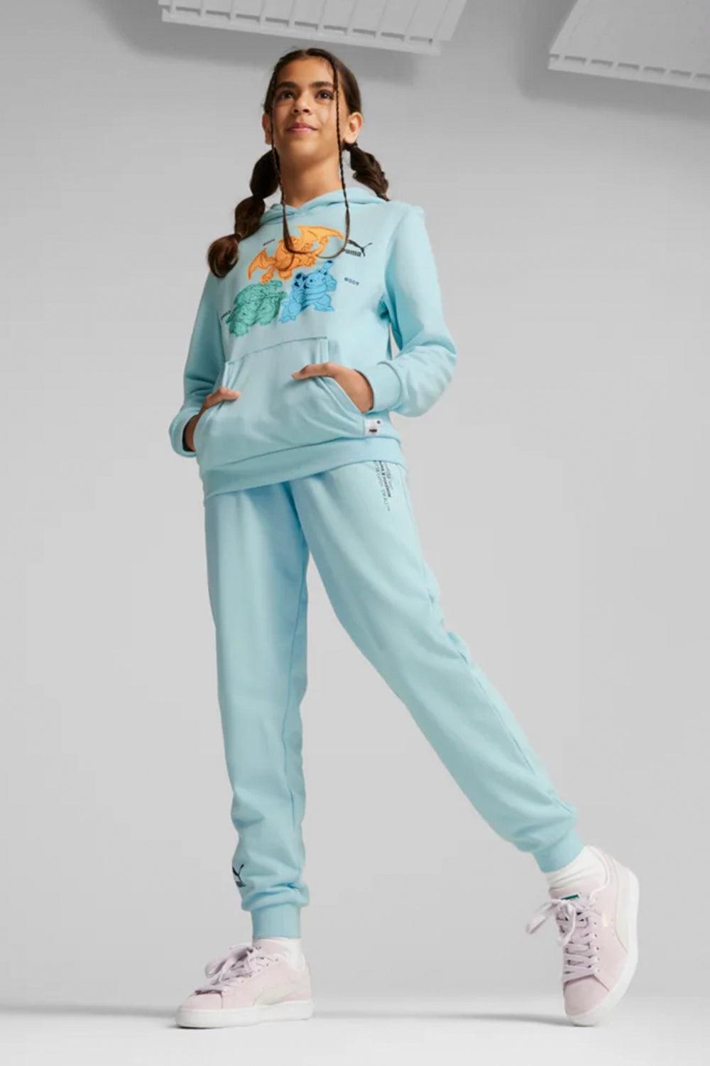 Puma-PUMA x POKEMON Hoodie TR Kids Light Aqua-Sweatshirts & Hoodies-1-fleurdirect.live