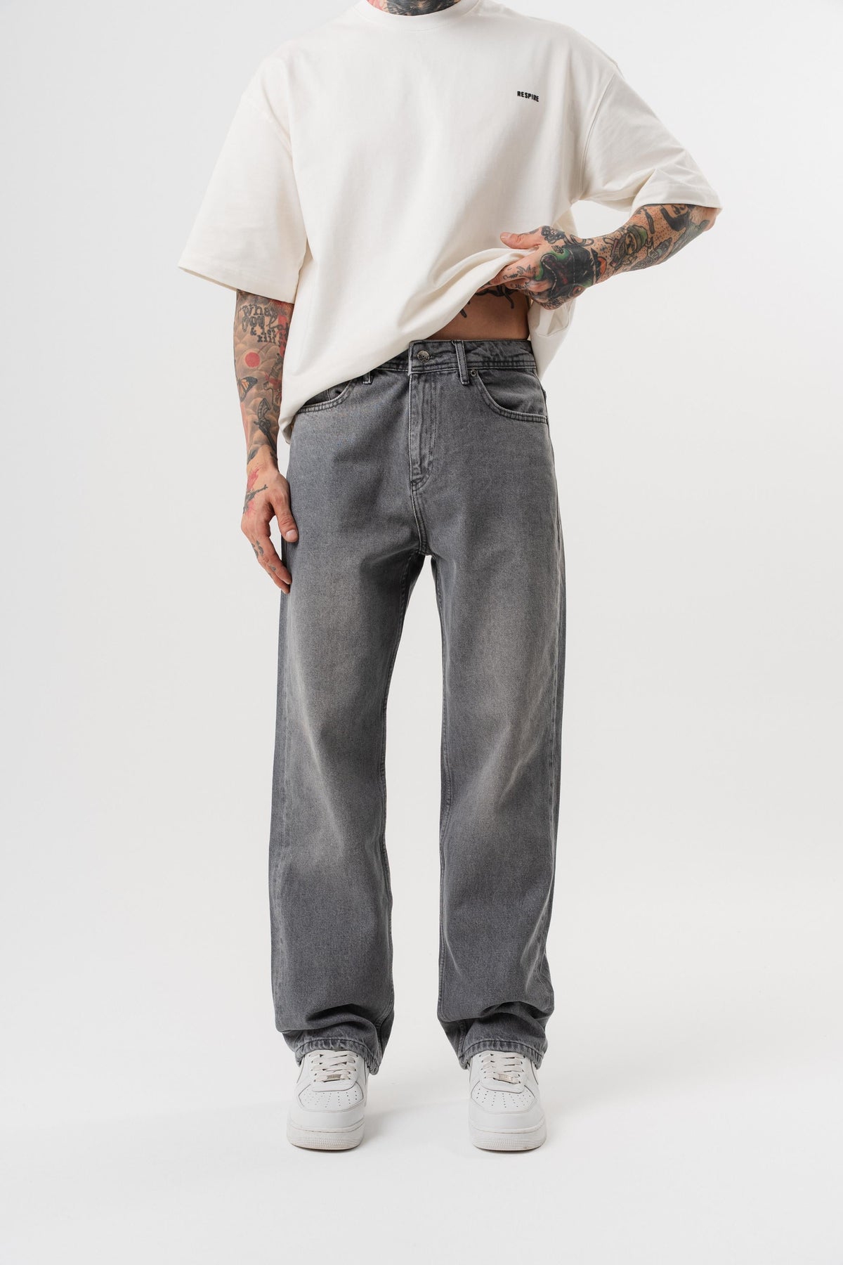 Erkek Washed Baggy Pantolon Koyu Gri