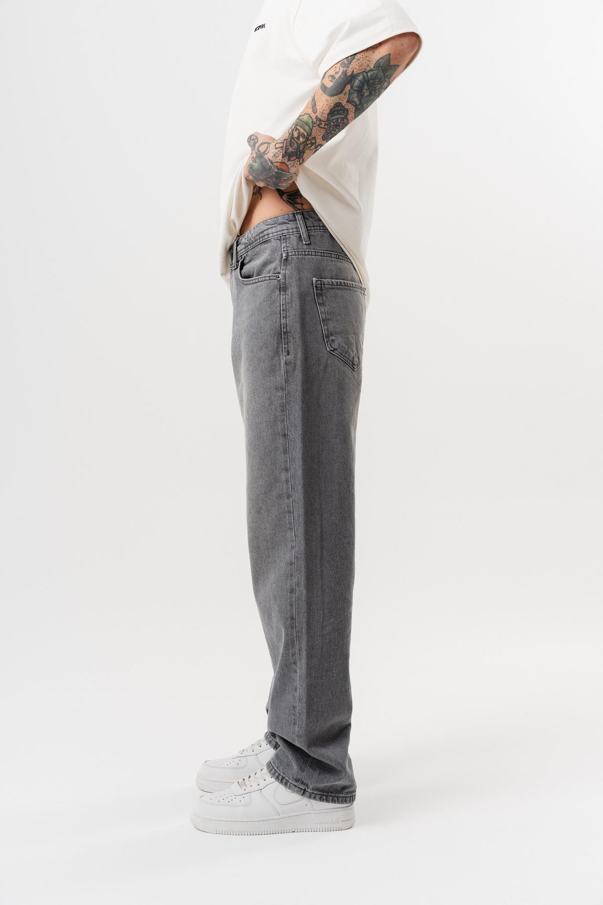 Erkek Washed Baggy Pantolon Koyu Gri