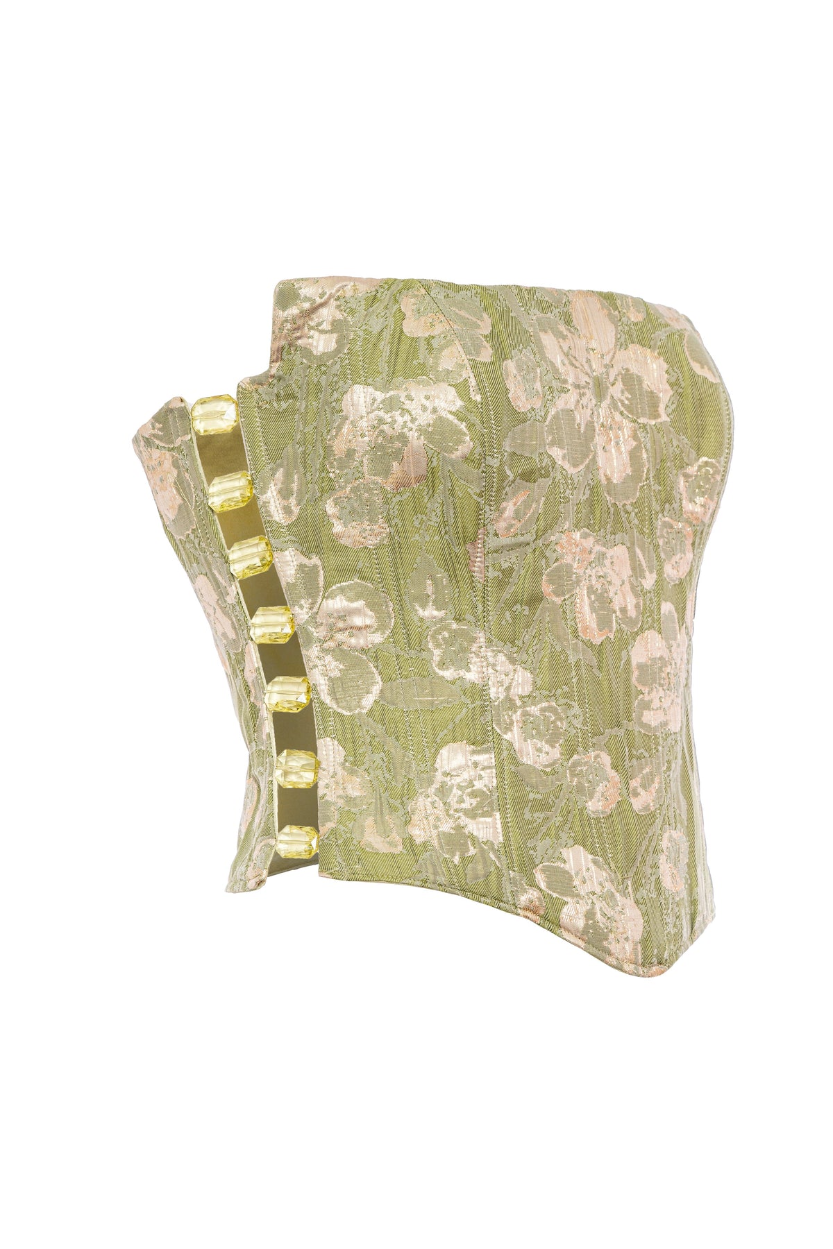Roccie-Ivry Floral Print Strapless Corset Green-Büstiyer-4-fleurdirect.live