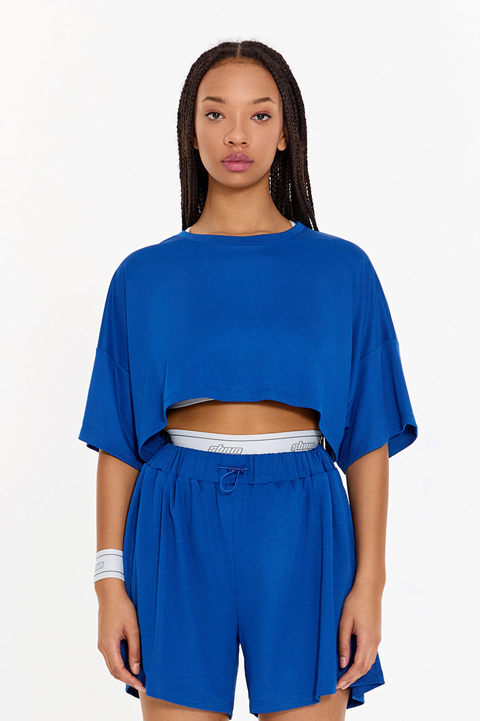 SBNM-Pull On Yoga Tee In Blue-T-Shirts-1-fleurdirect.live