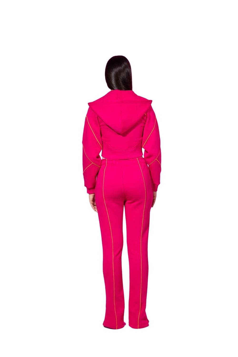 SBNM-Ruby Pink Zip Up Cropped Hoodie-Sweatshirts & Hoodies-4-fleurdirect.live