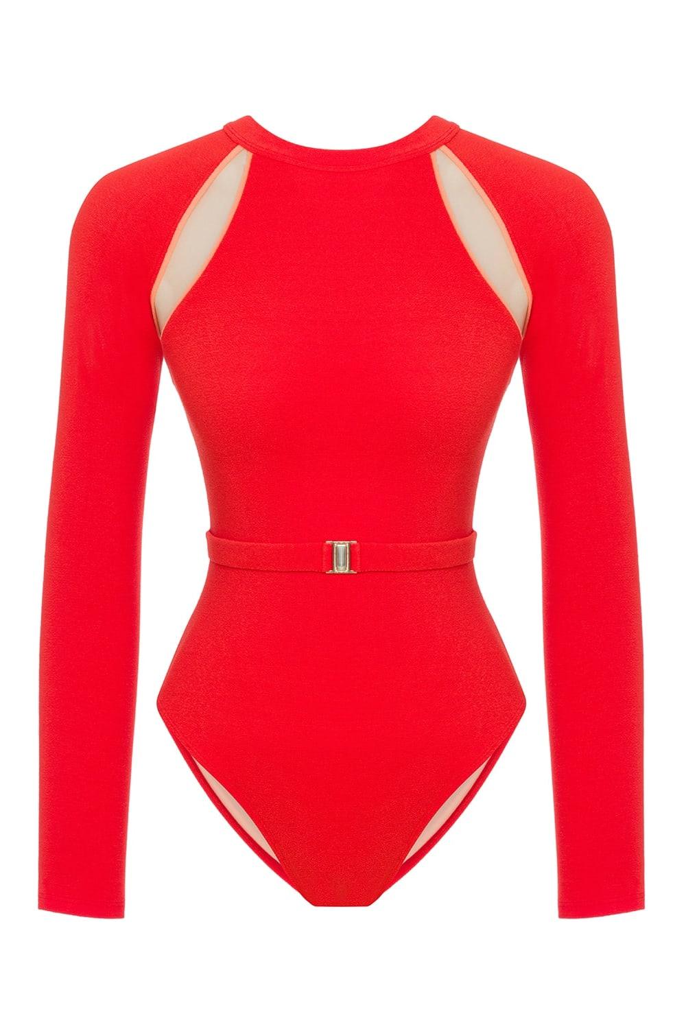 Sellie-Odyssey Long Sleeve One-piece Radiant Red-Mayo-2-fleurdirect.live