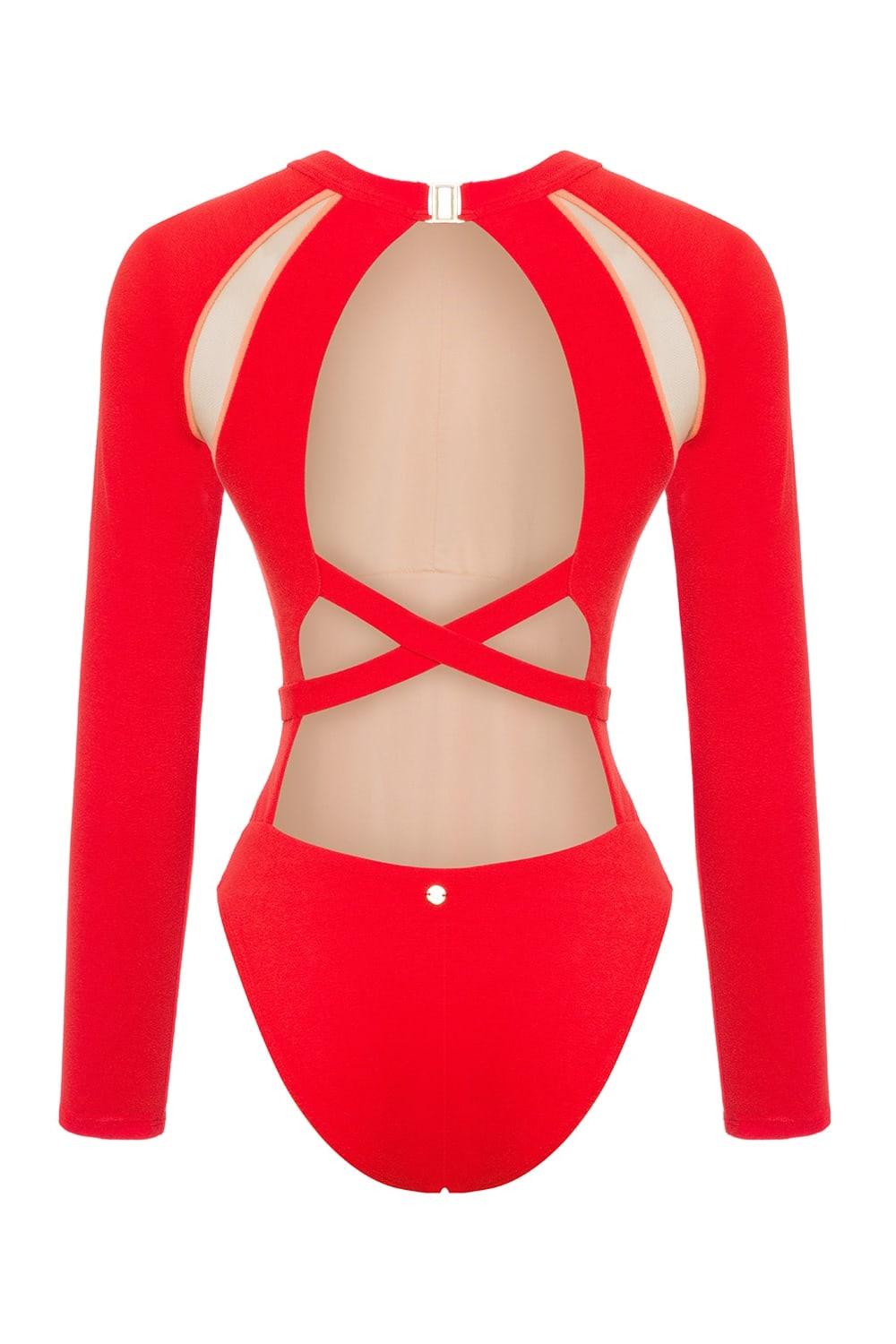 Sellie-Odyssey Long Sleeve One-piece Radiant Red-Mayo-3-fleurdirect.live