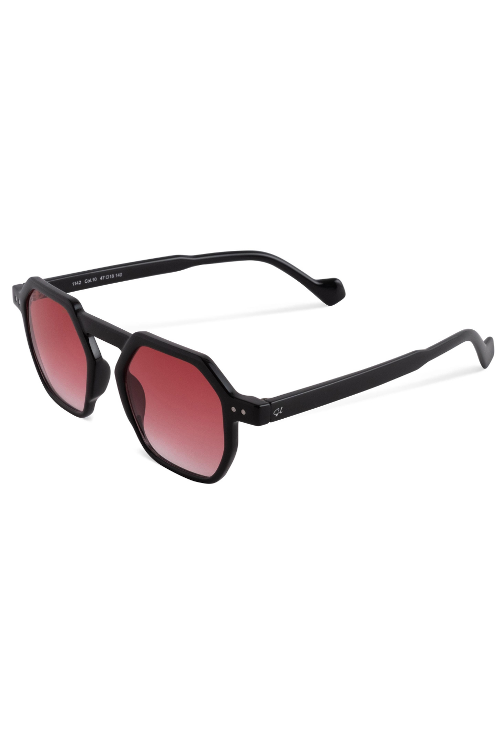 Senlites-Devika Rosso Unisex Siyah Degrade Uv400 Altıgen Güneş Gözlüğü-Güneş Gözlüğü-2-fleurdirect.live