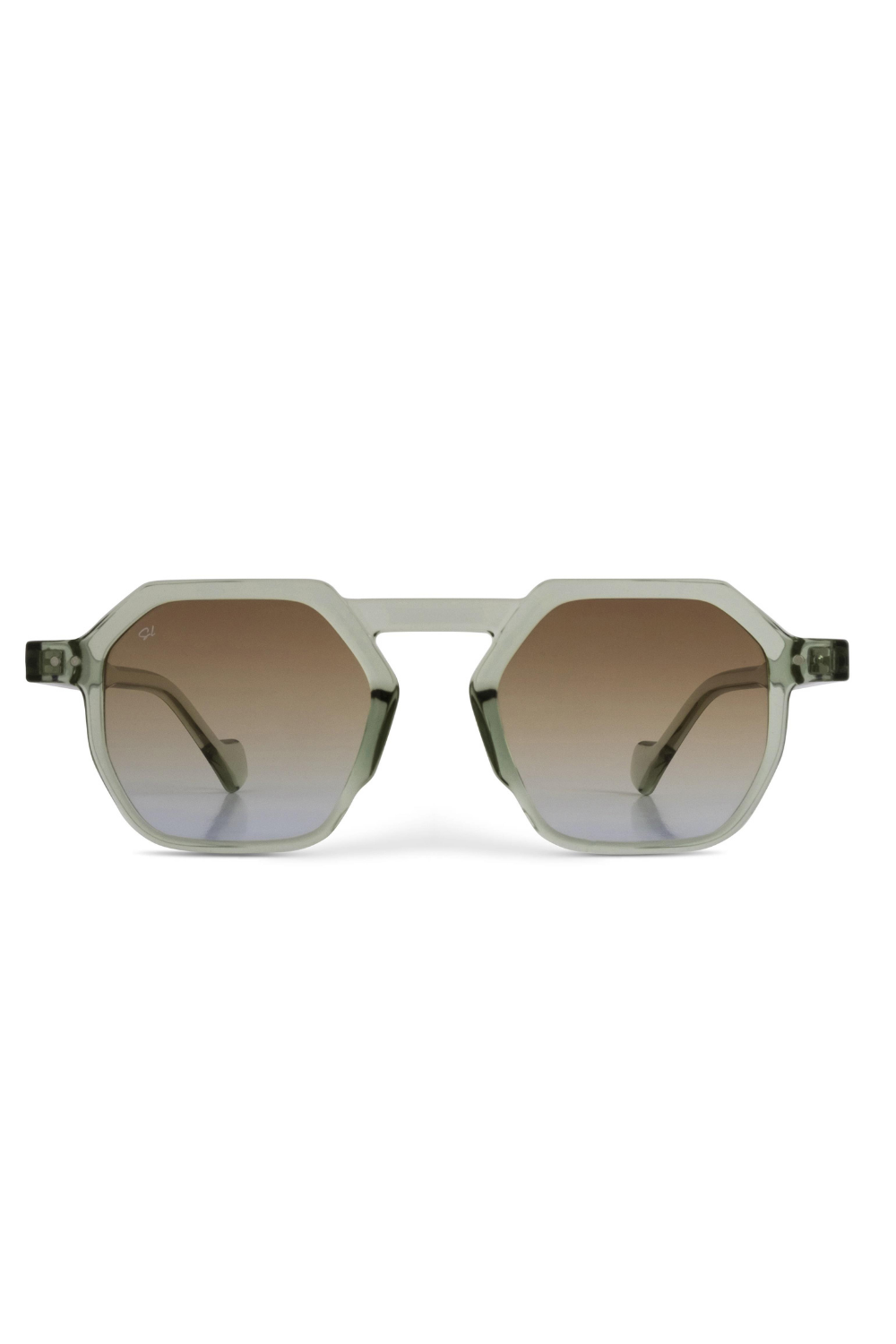Senlites-Devika Verde Unisex Şeffaf Yeşil Degrade Uv400 Altıgen Güneş Gözlüğü-Güneş Gözlüğü-1-fleurdirect.live