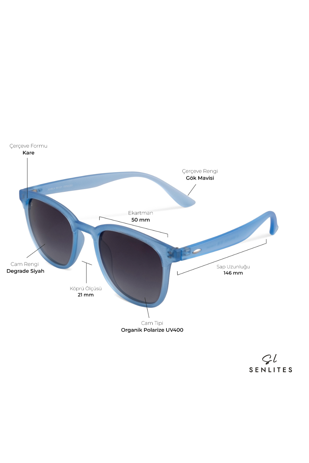 Senlites-Juvela Ceruleo Unisex Mat Şeffaf Mavi Polarize Kare Güneş Gözlüğü-Güneş Gözlüğü-4-fleurdirect.live