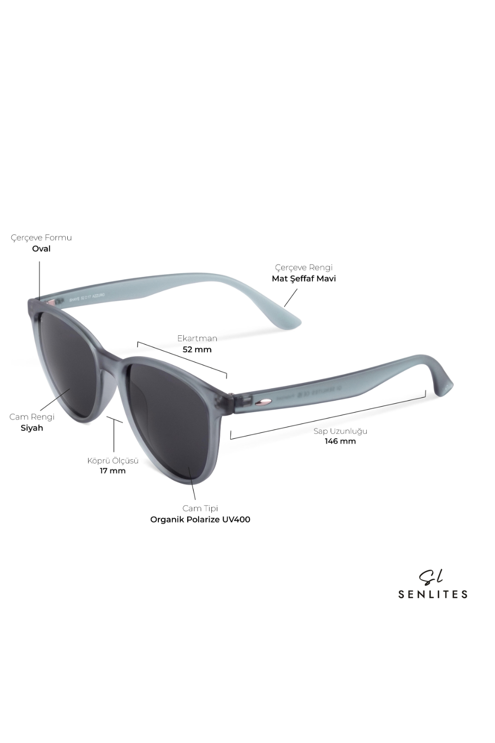 Senlites-Shaye Azzuro Unisex Mat Şeffaf Mavi Polarize Oval Güneş Gözlüğü-Güneş Gözlüğü-4-fleurdirect.live