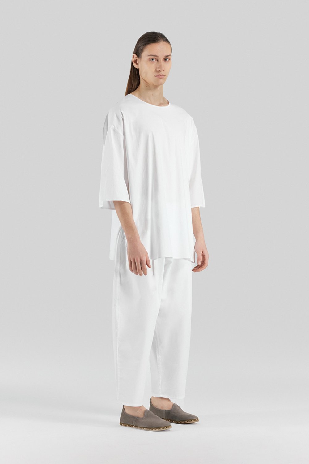 Sertaç Taşdelen-Beyaz %100 Pamuk Yuvarlak Yaka Oversized Erkek T-shirt Model T 01-T-Shirts-1-fleurdirect.live