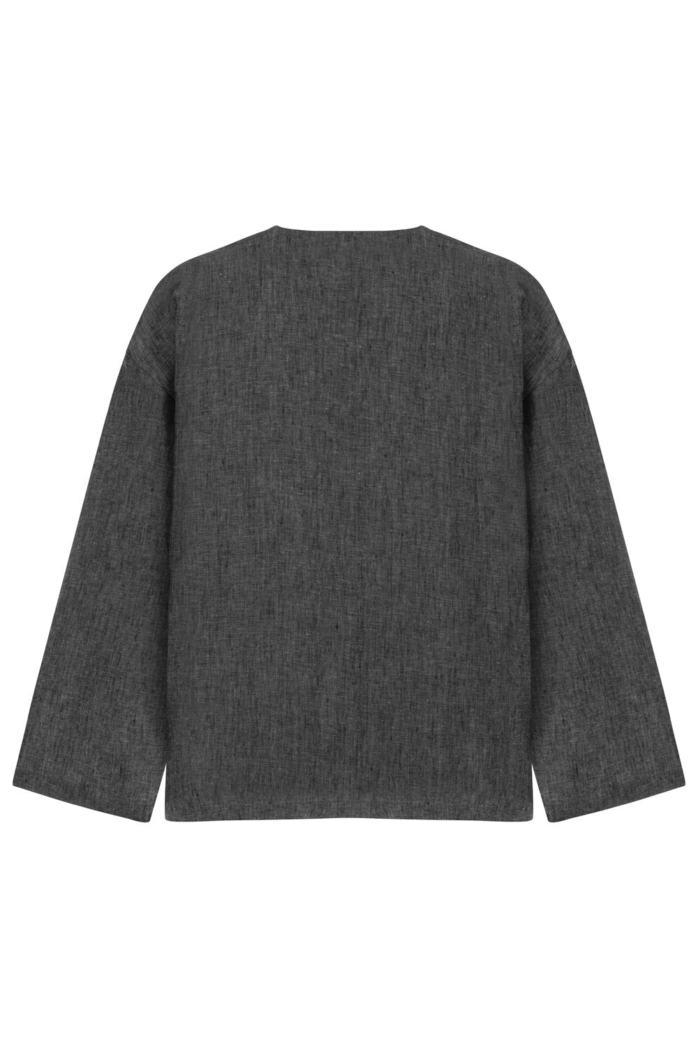 Sertaç Taşdelen-Gri %100 Keten V Yaka Oversized Erkek T-shirt Model T 18-T-Shirts-4-fleurdirect.live
