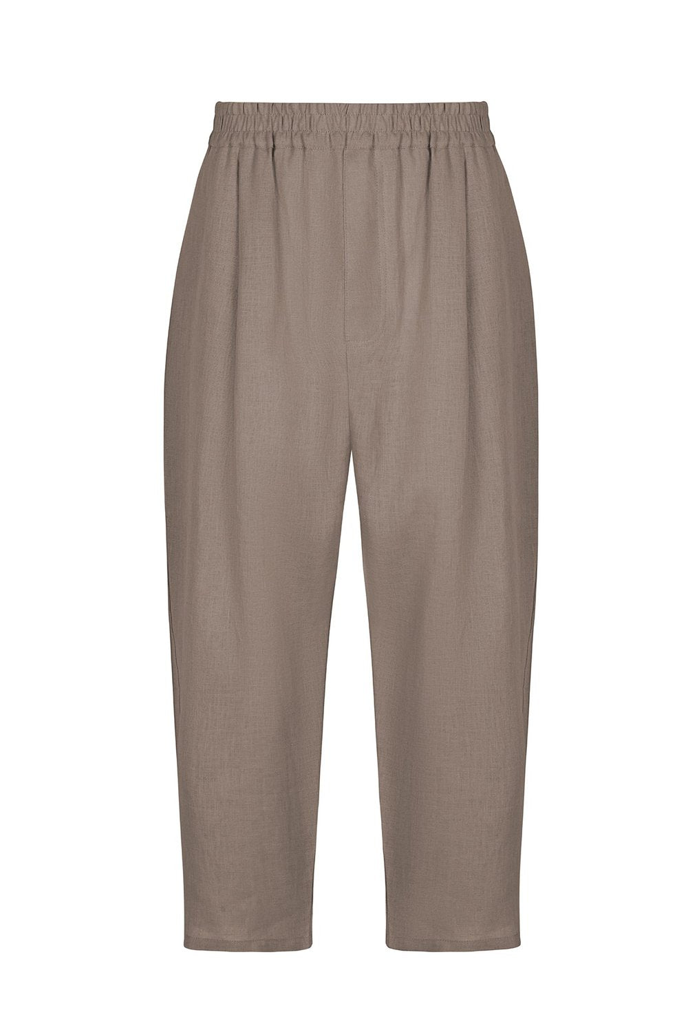 Sertaç Taşdelen-Koyu Kahverengi %100 Keten Beli Lastikli Bol Paça Erkek Pantolon Model P 04-Pantolon-3-fleurdirect.live