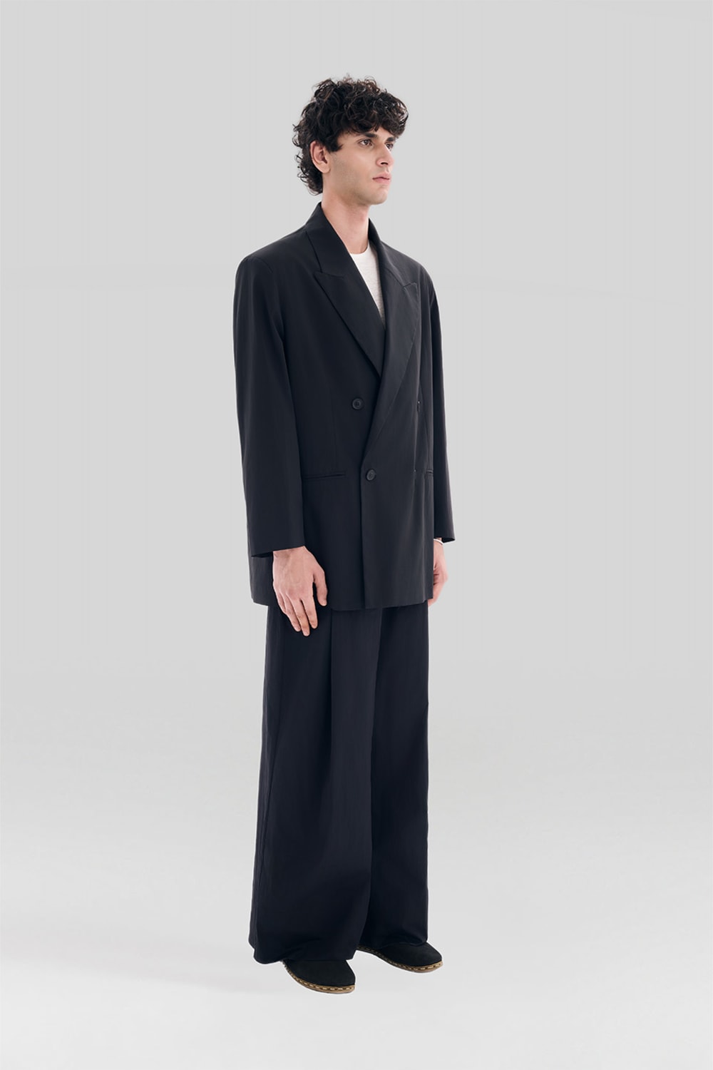 Sertaç Taşdelen-Siyah %40 Pes %60 Naylon Yakalı Kruvaze Oversized Erkek Ceket Model J 01-Dış Giyim-2-fleurdirect.live