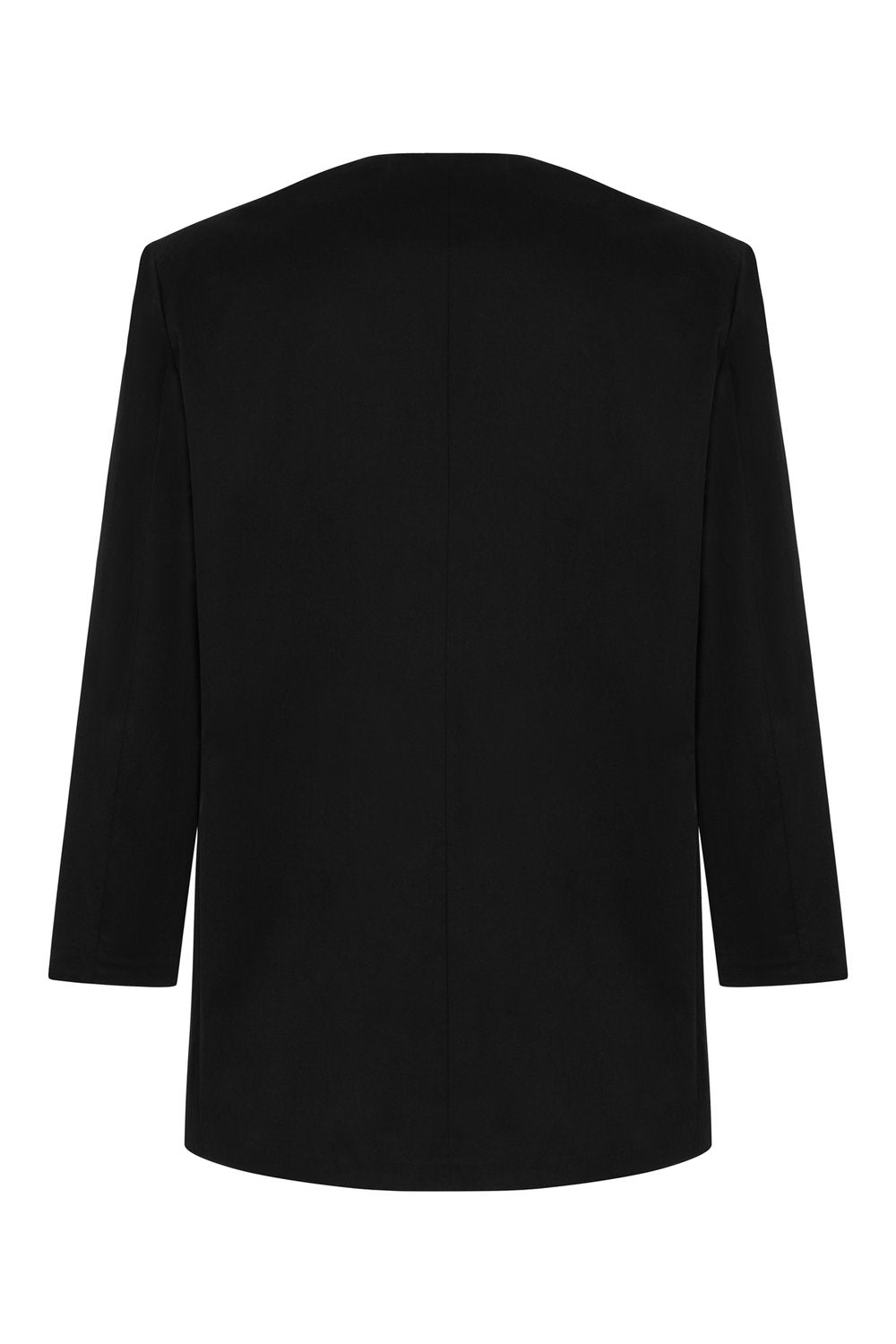 Sertaç Taşdelen-Siyah %40 Pes %60 Naylon Yakasız Kruvaze Oversized Erkek Ceket Model J 02-Ceket-4-fleurdirect.live