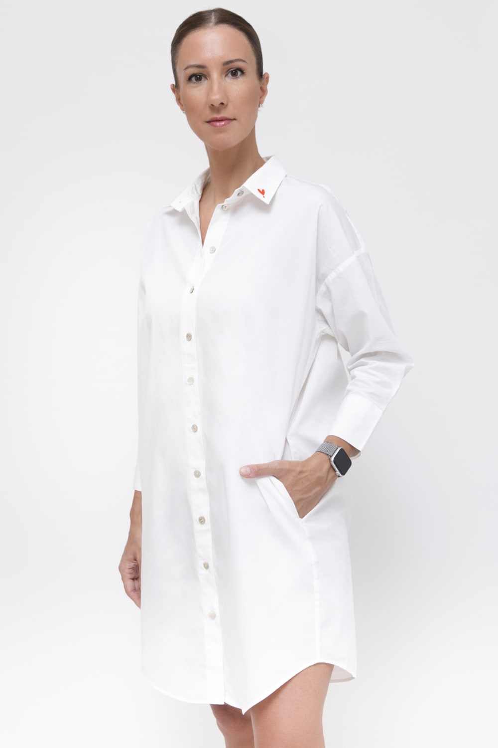 Sfida İstanbul-Ar2 Pamuk Poplin Gömlek Elbise- Poplin Shirt Dress-Elbise-1-fleurdirect.live