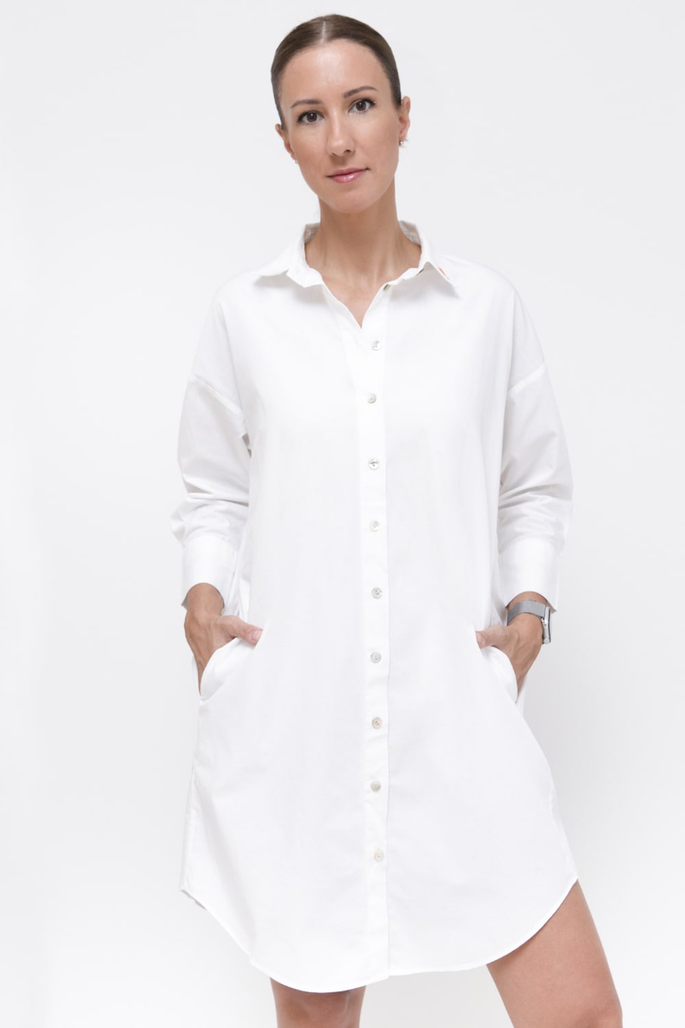 Sfida İstanbul-Ar2 Pamuk Poplin Gömlek Elbise- Poplin Shirt Dress-Elbise-3-fleurdirect.live