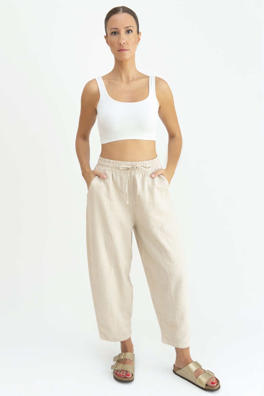 Sfida İstanbul-Keten / Pamuk Şalvar Pantalon. Linen / Cotton Slouchy Pant - Ar007-Pantolon-3-fleurdirect.live