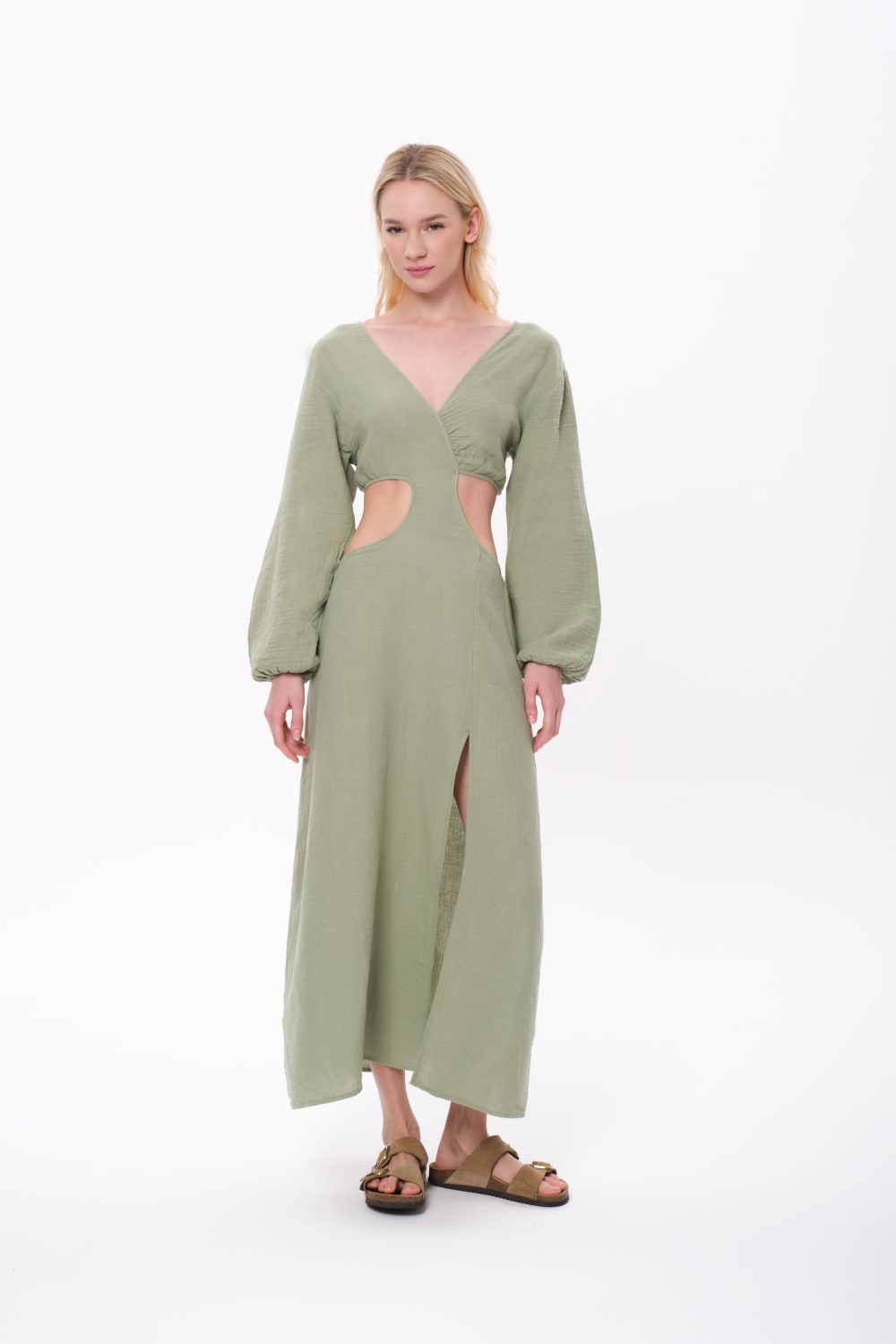 Sfida İstanbul-Matcha Dress- Sf 21 Müslin Elbise-Elbise-2-fleurdirect.live