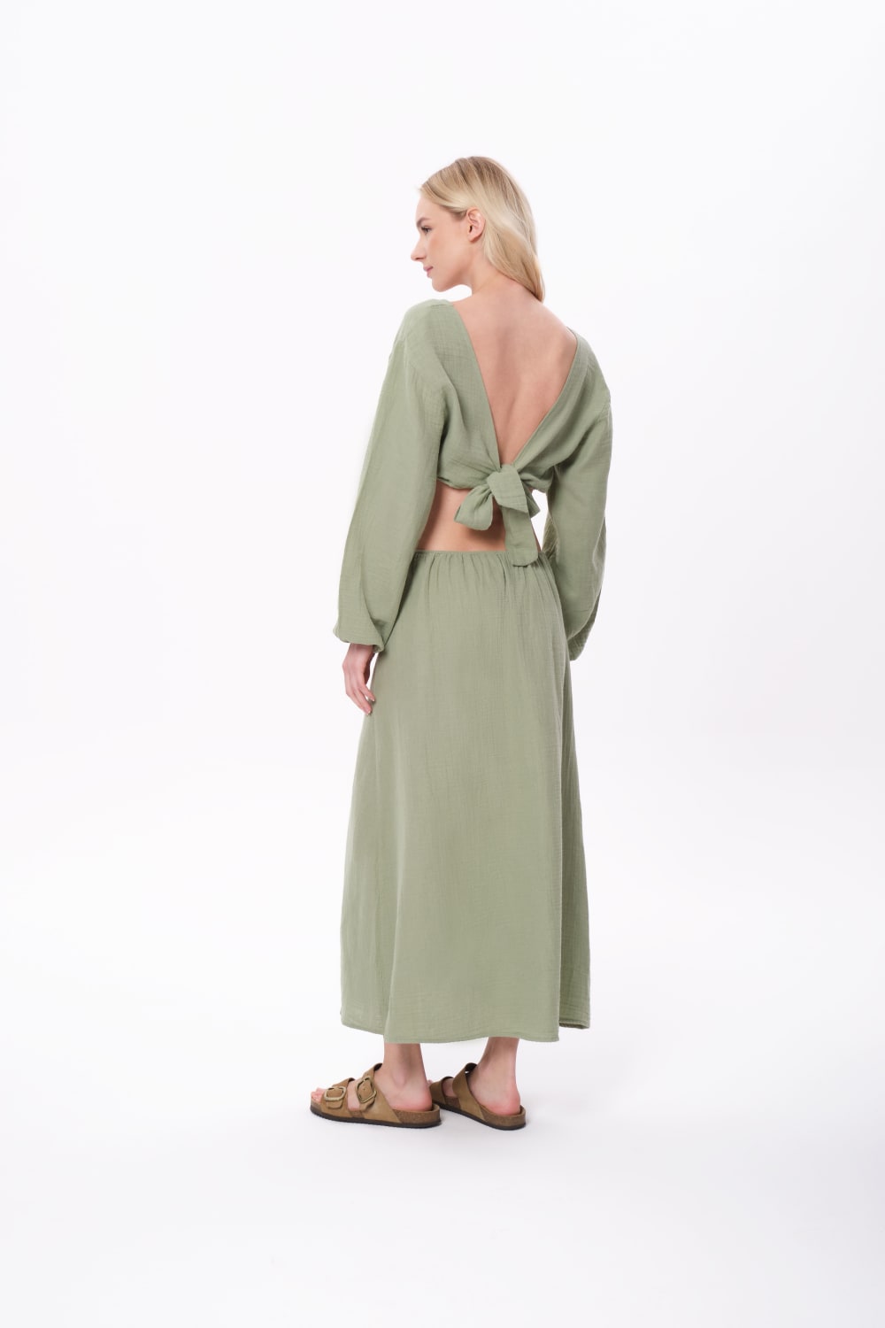 Sfida İstanbul-Matcha Dress- Sf 21 Müslin Elbise-Elbise-3-fleurdirect.live