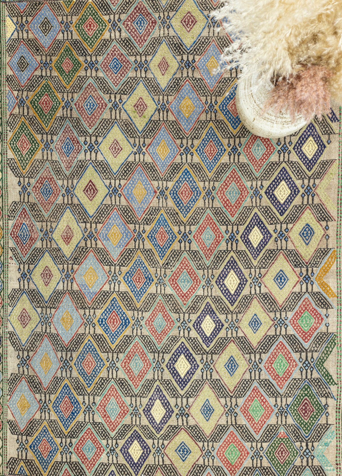 Soho Antiq-Akasya Geometrik Tasarımlı Yün Cicim Kilim 135x186 Cm-Halı-3-fleurdirect.live