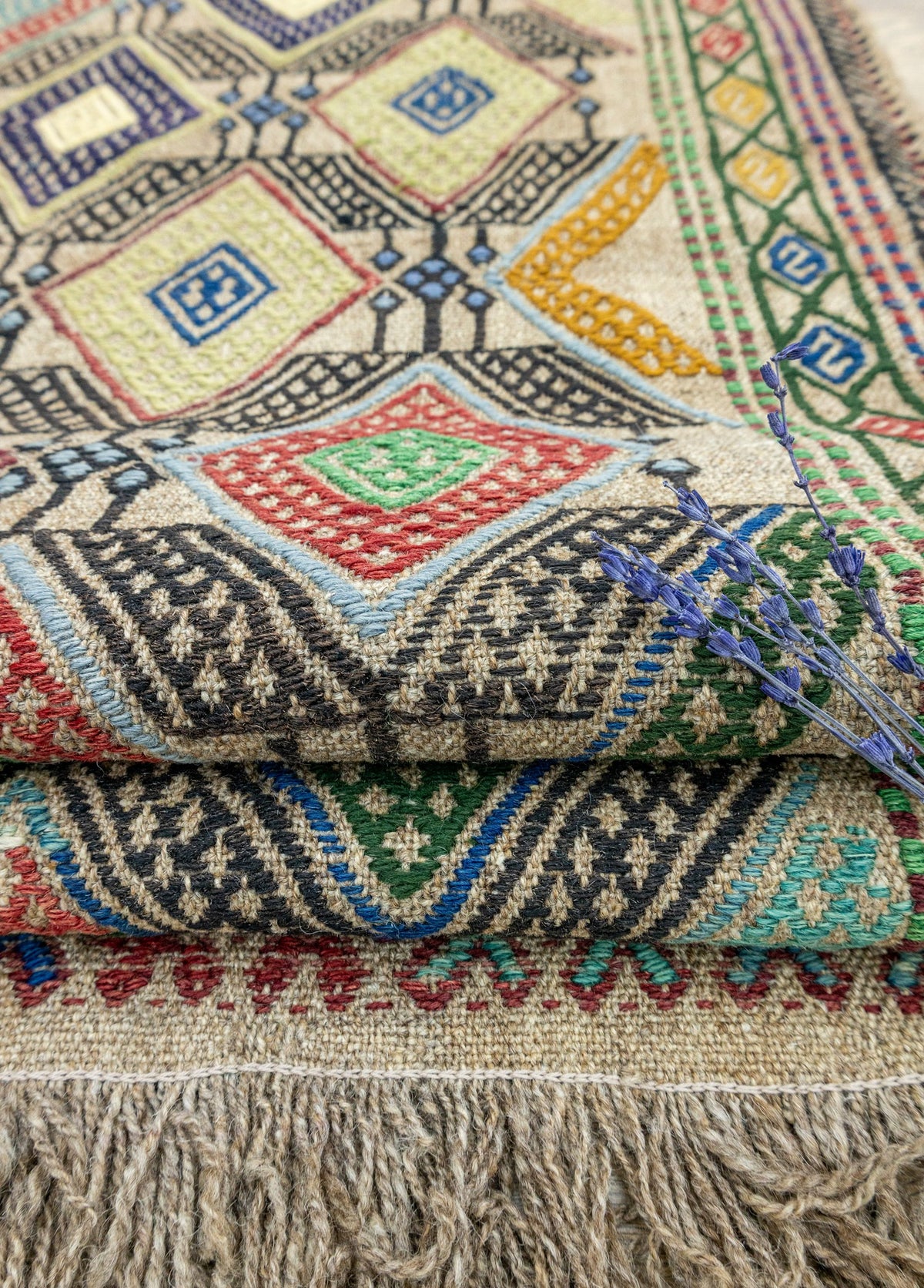Soho Antiq-Akasya Geometrik Tasarımlı Yün Cicim Kilim 135x186 Cm-Halı-4-fleurdirect.live