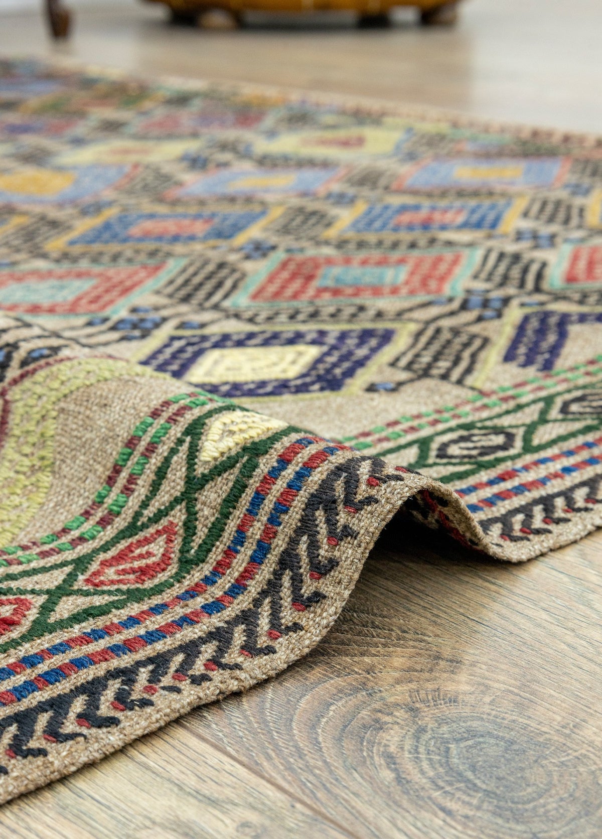 Soho Antiq-Akasya Geometrik Tasarımlı Yün Cicim Kilim 135x186 Cm-Halı-5-fleurdirect.live