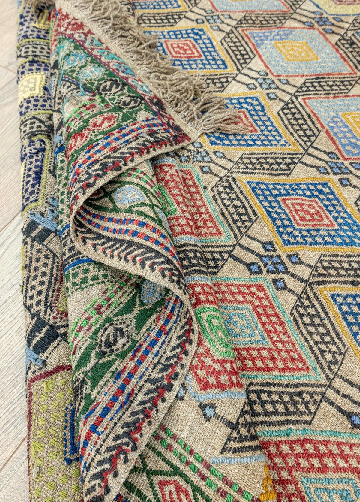 Soho Antiq-Akasya Geometrik Tasarımlı Yün Cicim Kilim 135x186 Cm-Halı-6-fleurdirect.live