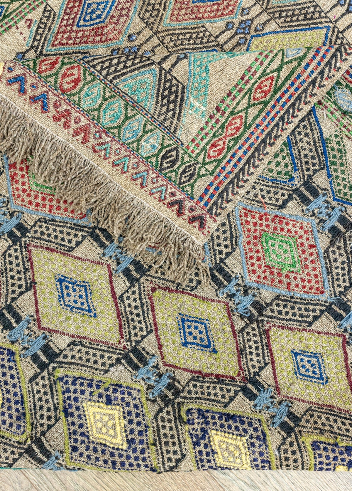 Soho Antiq-Akasya Geometrik Tasarımlı Yün Cicim Kilim 135x186 Cm-Halı-7-fleurdirect.live