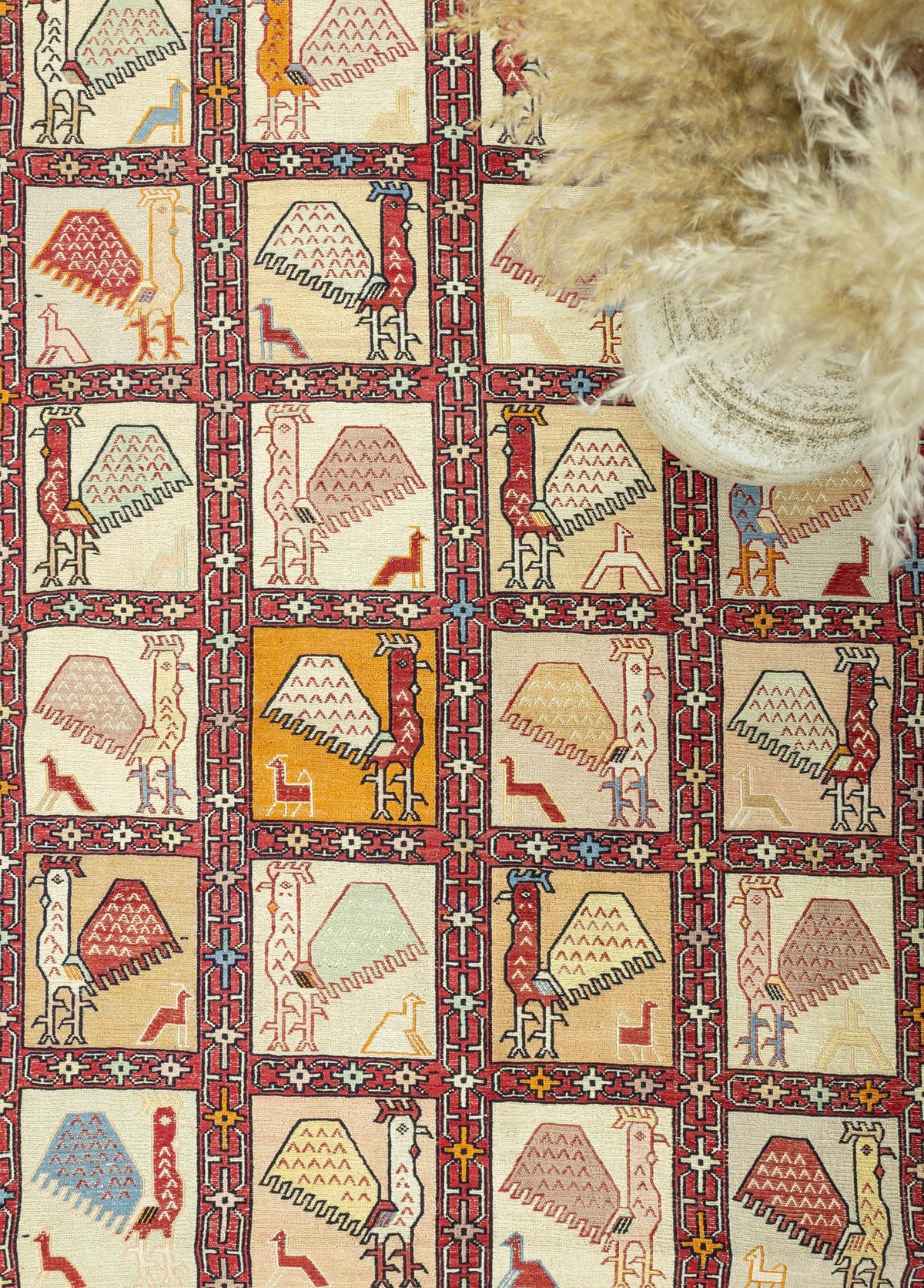 Soho Antiq-Dehri Hayvan Figürlü İpek Kilim 131x197 Cm-Kilim-3-fleurdirect.live