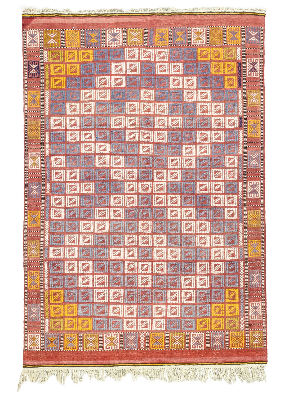 Soho Antiq-Edra Geometrik Desenli Yün Cicim Kilim 152x222 Cm-Halı-1-fleurdirect.live