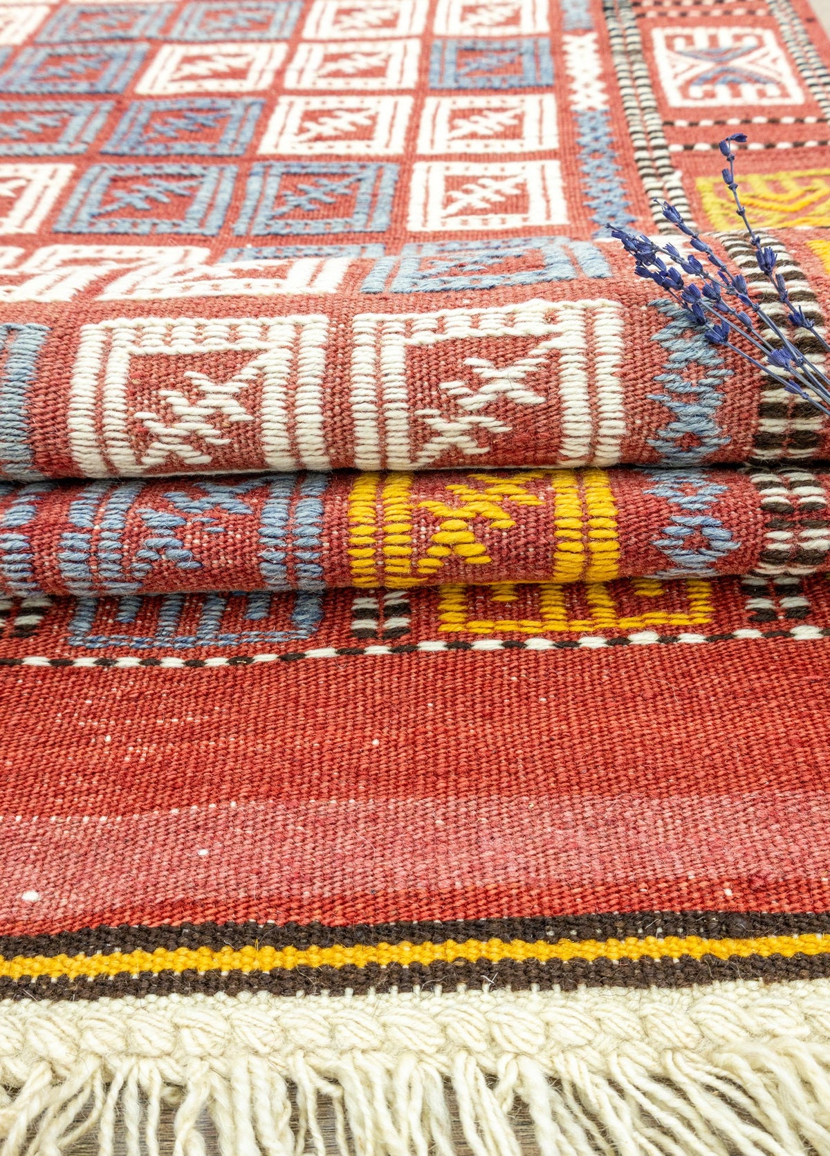 Soho Antiq-Edra Geometrik Desenli Yün Cicim Kilim 152x222 Cm-Halı-4-fleurdirect.live