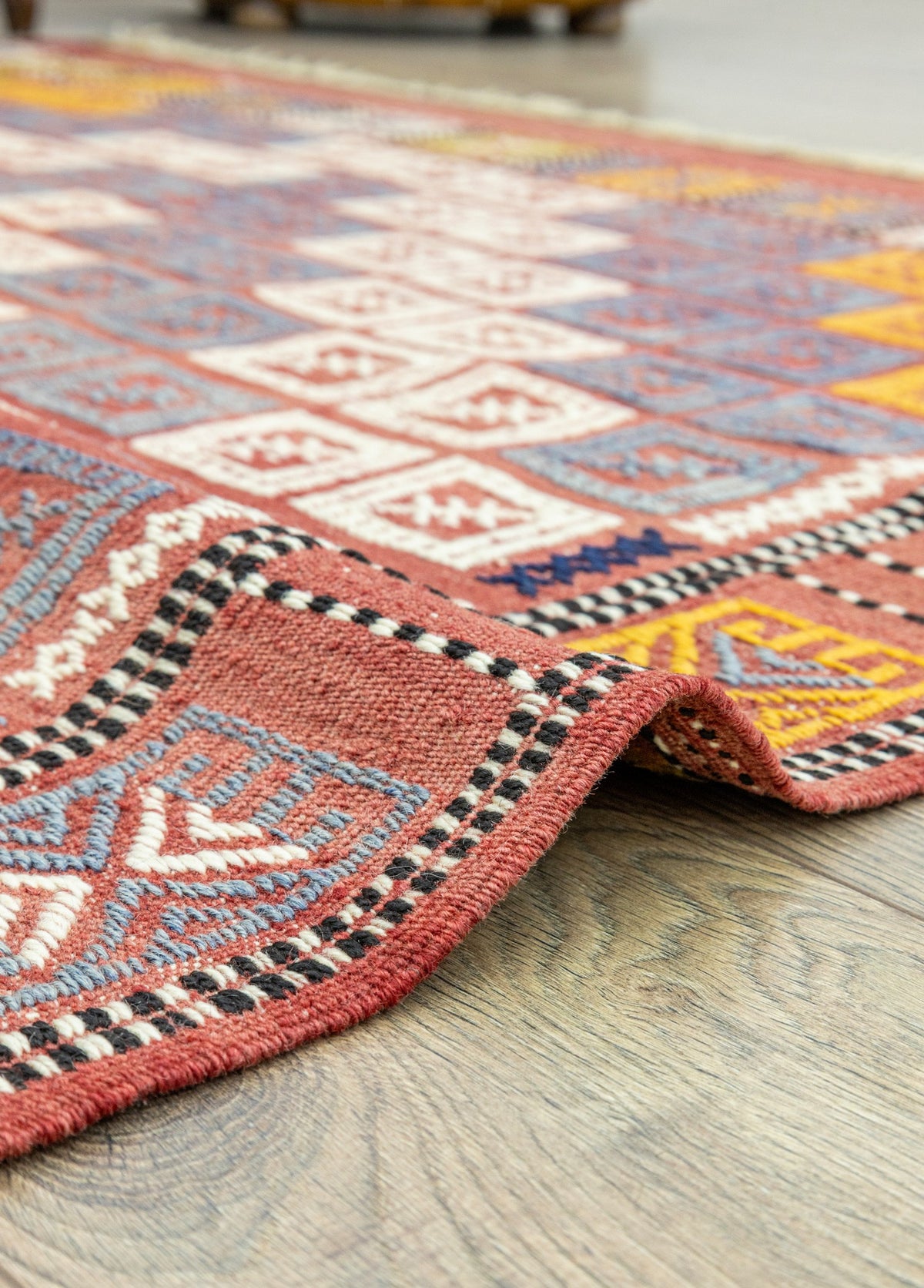 Soho Antiq-Edra Geometrik Desenli Yün Cicim Kilim 152x222 Cm-Halı-5-fleurdirect.live