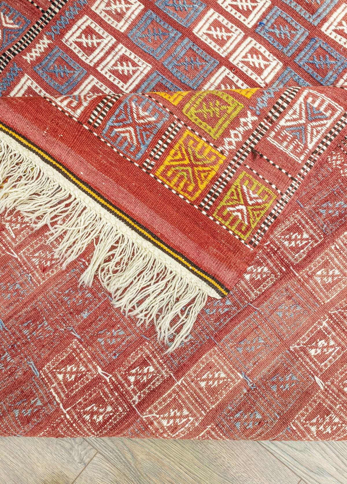 Soho Antiq-Edra Geometrik Desenli Yün Cicim Kilim 152x222 Cm-Halı-7-fleurdirect.live