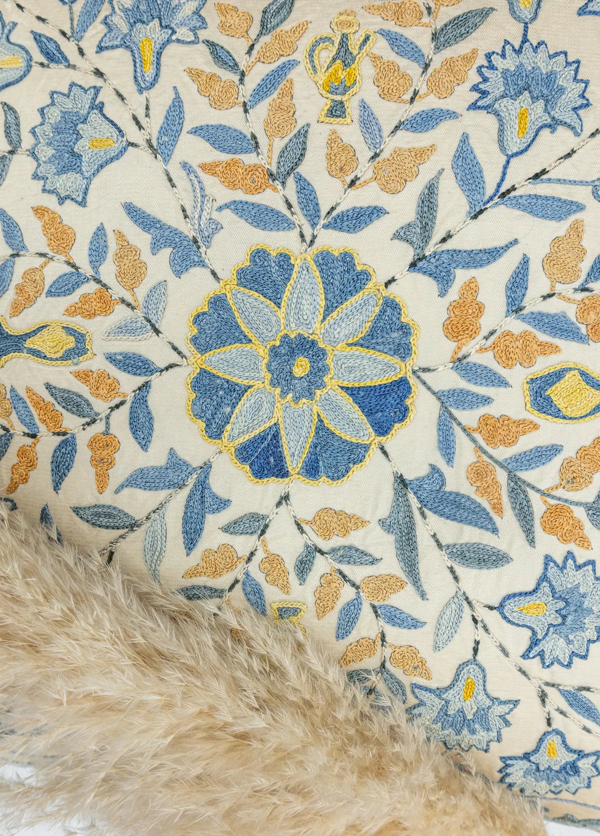 Soho Antiq-Erguvan Çiçek Desenli İpek Kırlent 50x50 Cm-Kırlent-3-fleurdirect.live