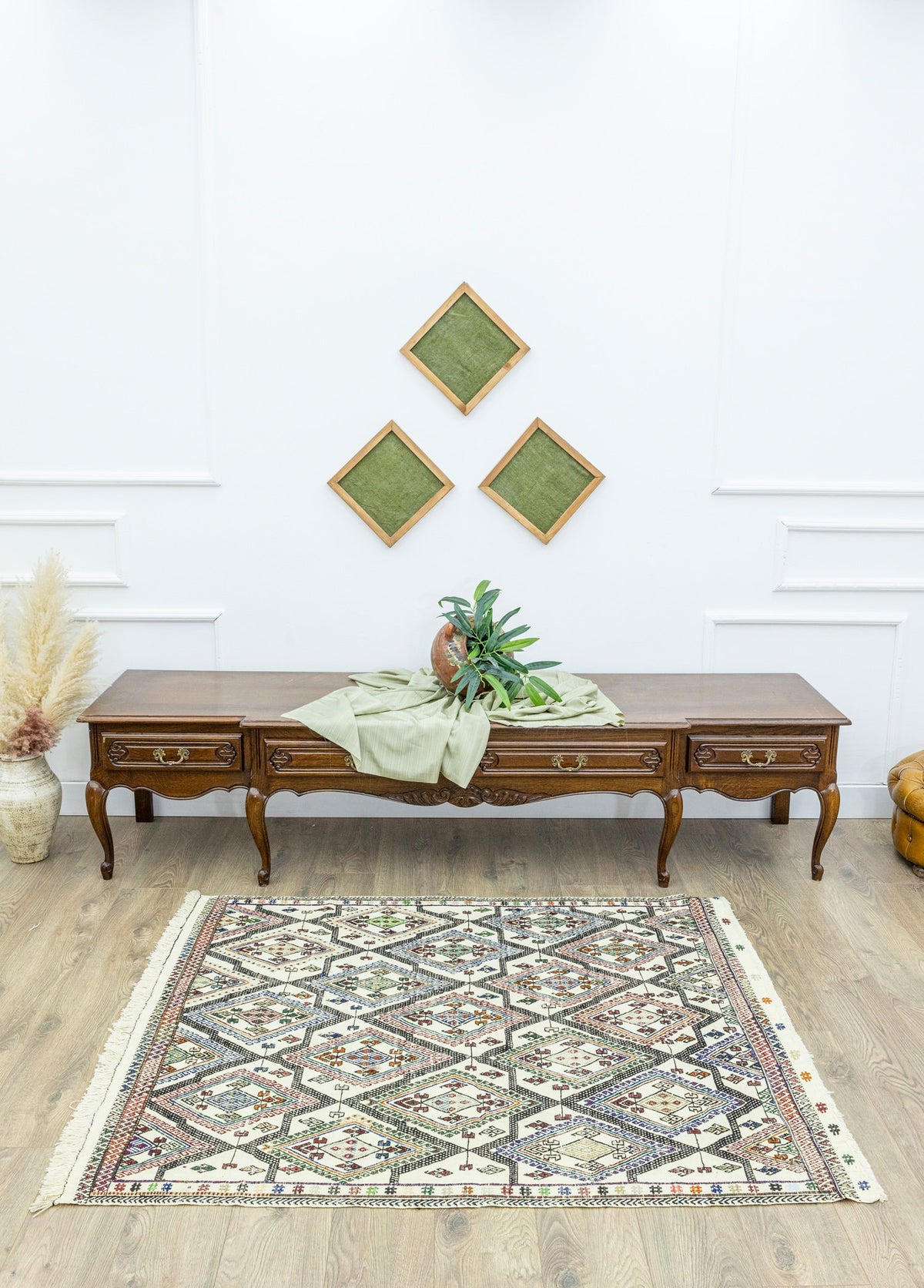 Soho Antiq-Humeyn Geometrik Tasarımlı Yün Kilim 131x157 Cm-Kilim-2-fleurdirect.live