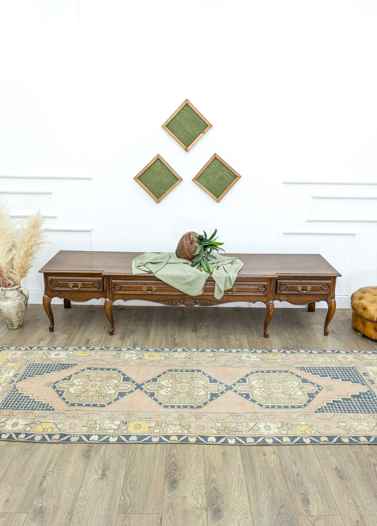 Soho Antiq-Khorsa Rustik Desenli El Dokuma Yolluk 98x296 Cm-Halı-2-fleurdirect.live