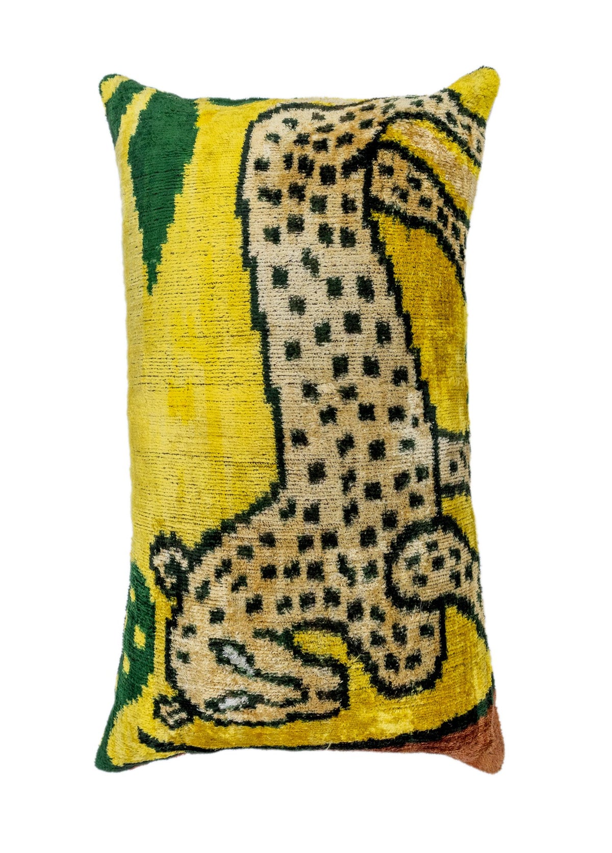 Soho Antiq-Linn El Yapımı İkat Leopar Figürlü Kadife Yastık 30x50 Cm-Kırlent-1-fleurdirect.live