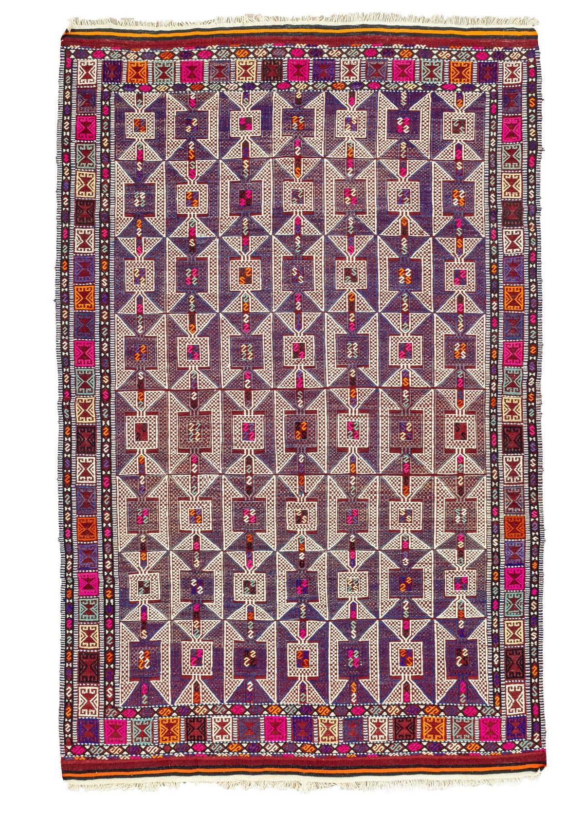 Soho Antiq-Meruert Geometrik Tasarımlı Yün Cicim Kilim 179x284 Cm-Halı-1-fleurdirect.live