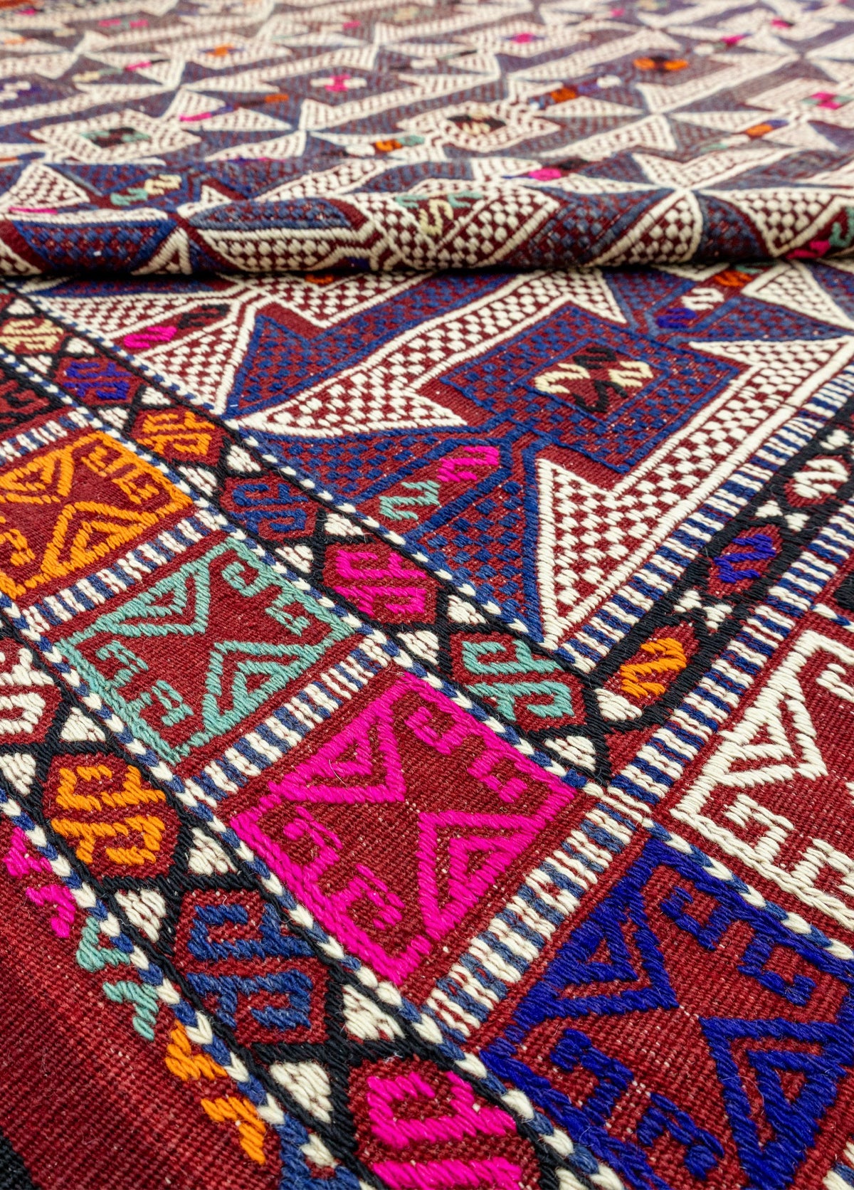 Soho Antiq-Meruert Geometrik Tasarımlı Yün Cicim Kilim 179x284 Cm-Halı-4-fleurdirect.live
