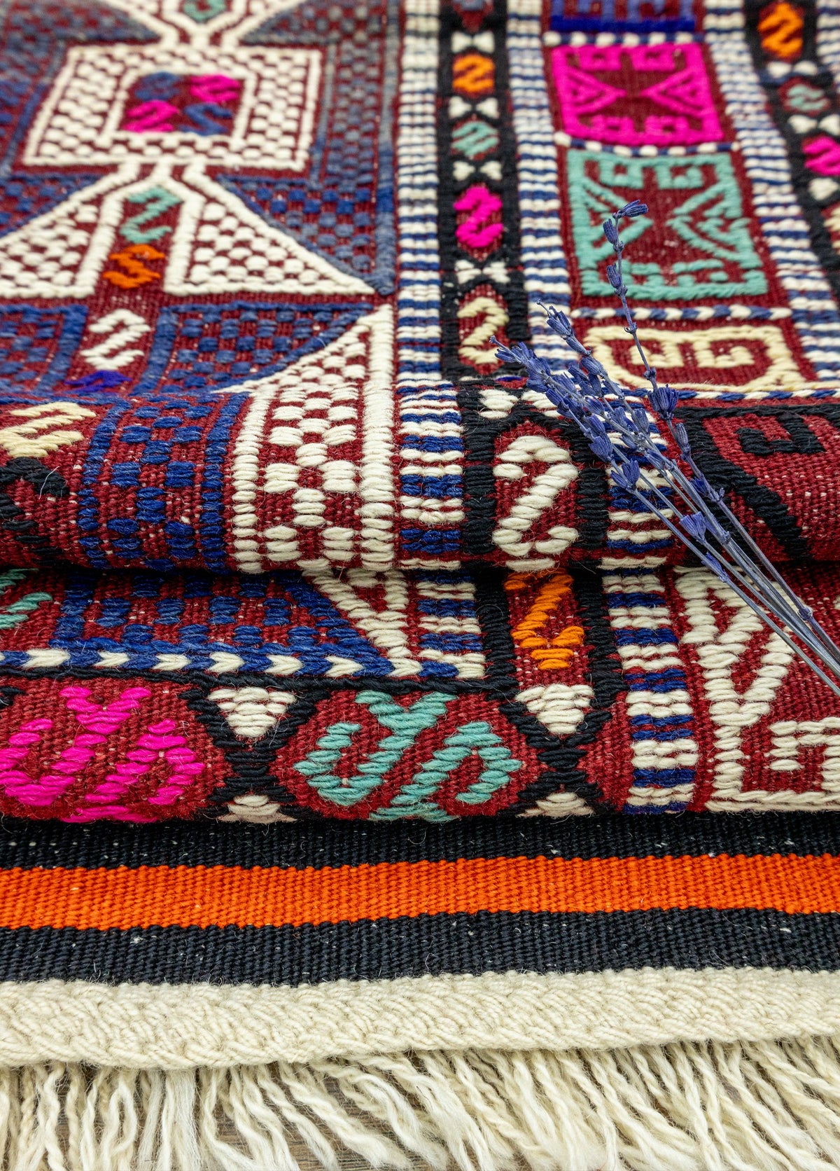 Soho Antiq-Meruert Geometrik Tasarımlı Yün Cicim Kilim 179x284 Cm-Halı-5-fleurdirect.live